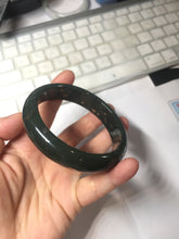 Load image into Gallery viewer, 60.4mm 100% Natural Dark Green Black Meteorite Night Sky Golden Blossom Fireworks Nephrite Bangle HN162-5905