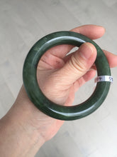 Load image into Gallery viewer, 55mm 100% Natural dark green(碧玉) black round cut nephrite Jade bangle HE104-0127