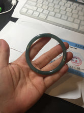Load image into Gallery viewer, 56.9mm Certified Type A 100% Natural icy watery deep sea dark green/blue/gray/black slim round cut Guatemala Jadeite bangle AU60-7067