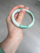 Load image into Gallery viewer, 58.5mm Certified type A 100% Natural sunny green/white Jadeite bangle AY86-3473