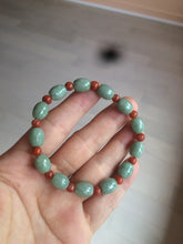 Load image into Gallery viewer, 9.2x8.1mm 100% natural type A green jadeite jade olive shape(LU LU TONG) beads bracelet AZ23