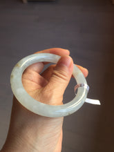 Load image into Gallery viewer, 54.7mm 100% natural type A icy watery light green/brown/black seaweed round cut jadeite jade bangle Q140-5253