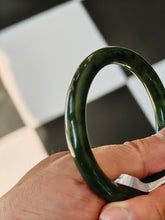 Load image into Gallery viewer, 60.4mm certified 100% Natural dark green/black nephrite Jade(碧玉) bangle HN11-1576