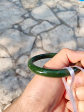 Load image into Gallery viewer, 60.8mm certified 100% Natural dark green/black nephrite Jade(碧玉) bangle HN15-1586