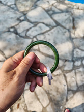 Load image into Gallery viewer, 60.8mm certified 100% Natural dark green/black nephrite Jade(碧玉) bangle HN15-1586