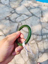 Load image into Gallery viewer, 60.8mm certified 100% Natural dark green/black nephrite Jade(碧玉) bangle HN15-1586