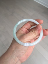 Load image into Gallery viewer, 59.5mm 100% natural certified light green/white round cut slim jadeite jade bangle BL43-1824