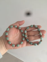 Load image into Gallery viewer, 9.2x8.1mm 100% natural type A green jadeite jade olive shape(LU LU TONG) beads bracelet AZ23