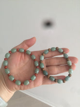 Load image into Gallery viewer, 9.2x8.1mm 100% natural type A green jadeite jade olive shape(LU LU TONG) beads bracelet AZ23