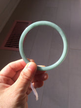 Load image into Gallery viewer, 63mm Certified Type A 100% Natural Light Blue Green Gray Ru Kiln Sky Celadon Blue (汝窑天青蓝) Guatemala Jadeite Jade Slim Round Bangle AZ167-8632