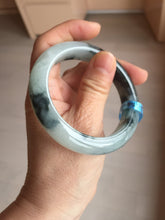 Load image into Gallery viewer, 54mm Certified Type A 100% Natural icy watery dark green/white//black Jadeite Jade bangle BM7-8579