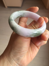 Load image into Gallery viewer, 55.2mm certified 100% natural Type A watermelon-rind green light purple Base jadeite bangle PA184-4754