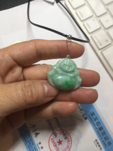 Load image into Gallery viewer, Certified 100% Natural type A sunny green happy Buddha jadeite Jade pendant PB65-5096