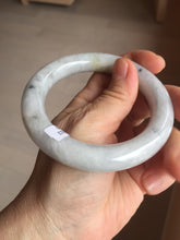 Load image into Gallery viewer, 56.4mm certified 100% natural Type A white black gray chubby round cut jadeite jade bangle PE1-5840