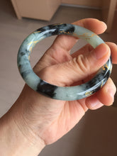 Load image into Gallery viewer, 58mm 100% Natural type A icy watery green dark carved flowers golden-painted round cut Jadeite Jade bangle PH76-5856