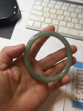 Load image into Gallery viewer, 58.8mm Certified Type A 100% Natural Oily Dark Green Gray Black(油青) round cut Jadeite Jade Bangle PE110-7137