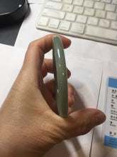Load image into Gallery viewer, 58.8mm Certified Type A 100% Natural Oily Dark Green Gray Black(油青) round cut Jadeite Jade Bangle PE110-7137
