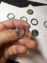 Load image into Gallery viewer, 17.1mm 6 3/4 100% natural type A icy watery green/blue icy watery Guatemala jadeite jade band ring group BP80