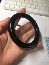 Load image into Gallery viewer, 62mm certified 100% Natural black meteorite chubby round cut nephrite(墨玉 MoYu) bangleHN164-6427 Add on item