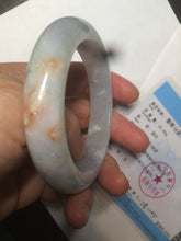 Load image into Gallery viewer, 54.6mm certified 100% natural type A white/purple/brown/gray jadeite jade bangle AX20-7723