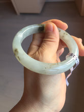 Load image into Gallery viewer, 56.5mm 100% natural type A icy watery light green/brown/black seaweed jadeite jade bangle Q139-5250