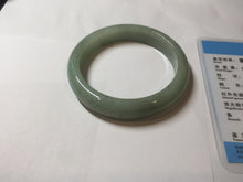 Load image into Gallery viewer, 57.3mm Certified Type A 100% Natural Oily Dark Green Gray Black(油青) Jadeite Jade Bangle PE111-7152