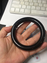 Load image into Gallery viewer, 62mm certified 100% Natural black meteorite chubby round cut nephrite(墨玉 MoYu) bangleHN164-6427 Add on item
