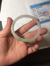 Load image into Gallery viewer, 50mm certified 100% natural Type A icy watery sunny green/purple/gary oval jadeite jade bangle PA158-2886