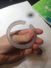 Load image into Gallery viewer, 52.2mm 100% natural icy light pale pink/white agate carved cat paws bangle SY57