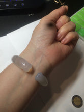 Load image into Gallery viewer, 52.2mm 100% natural icy light pale pink/white agate carved cat paws bangle SY57