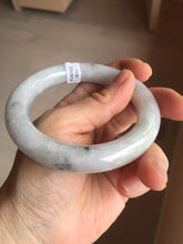 Load image into Gallery viewer, 56.4mm certified 100% natural Type A white black gray chubby round cut jadeite jade bangle PE1-5840