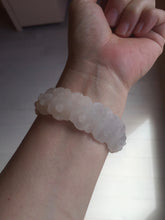 Load image into Gallery viewer, 55mm 100% natural light pink/gray/beige/white Quartzite (Shetaicui jade) carved flowers bangle SY52