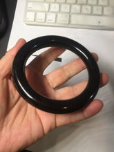 Load image into Gallery viewer, 62mm certified 100% Natural black meteorite chubby round cut nephrite(墨玉 MoYu) bangleHN164-6427 Add on item