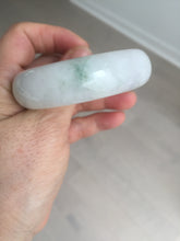 Load image into Gallery viewer, 47.5mm certified 100% natural Type A icy watery green white broad style oval jadeite jade bangle BK129-0267