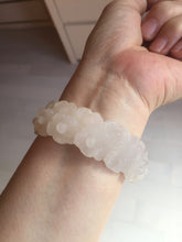 Load image into Gallery viewer, 55mm 100% natural light pink/gray/beige/white Quartzite (Shetaicui jade) carved flowers bangle SY52