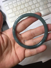 Load image into Gallery viewer, 55.4mm Certified Type A 100% Natural dark green/blue/gray with Guatemala slim round cut Jadeite bangle PH223-0252
