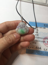 Load image into Gallery viewer, Certified 100% Natural type A sunny green happy Buddha jadeite Jade pendant PB67-5102