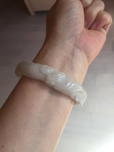 Load image into Gallery viewer, 62.3mm 100% natural pale pink/white carved Plum blossoms Quartzite (Shetaicui jade) bangle SY7
