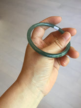 Load image into Gallery viewer, 56.5mm Certified Type A 100% Natural icy watery green/blue/black/gray slim round cut Guatemala Jadeite bangle PC67-7027
