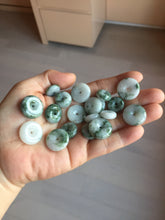 Load image into Gallery viewer, Type A 100% Natural dark green white forest Jadeite Safety Guardian Button donuts pendant BG206