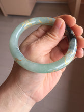 Load image into Gallery viewer, 58.4mm 100% Natural type A icy watery green dark carved flowers golden-painted round cut Jadeite Jade bangle PH74-5863