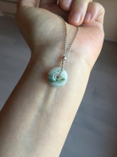 Load image into Gallery viewer, Type A 100% Natural dark green white forest Jadeite Safety Guardian Button donuts pendant BG206