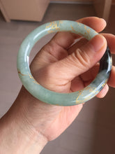 Load image into Gallery viewer, 58.4mm 100% Natural type A icy watery green dark carved flowers golden-painted round cut Jadeite Jade bangle PH74-5863