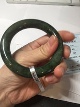 Load image into Gallery viewer, 55mm 100% Natural dark green(碧玉) black round cut nephrite Jade bangle HE104-0127
