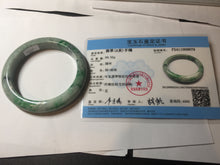 Load image into Gallery viewer, 60.5mm certified Type A 100% Natural sunny green gray black Jadeite Jade bangle BS82-9879