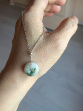 Load image into Gallery viewer, Type A 100% Natural dark green white forest Jadeite Safety Guardian Button donuts pendant BG206