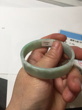 Load image into Gallery viewer, 52mm Certified Type A 100% Natural sunny green white square Jadeite Jade bangle AJ71-1346