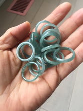 Load image into Gallery viewer, 16.3mm size 5 3/4 100% natural type A icy watery green/blue Guatemala jadeite jade band ring group PA221