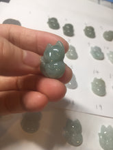 Load image into Gallery viewer, 100% natural type A dark green/light green/white/gray jadeite jade fox pendant necklace PC123