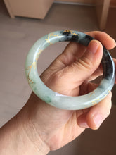 Load image into Gallery viewer, 58mm 100% Natural type A icy watery green dark carved flowers golden-painted round cut Jadeite Jade bangle PH73-5858
